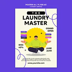 扁平手绘干洗店洗衣房洗衣服衣物清洁插画促销宣传海报ps设计素材-淘宝网