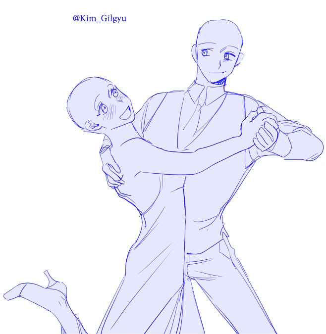 双人舞 双人人模#参考#绘画#情侣 #双人#模板#cp#教程 版权归作者所有，侵删-花瓣网