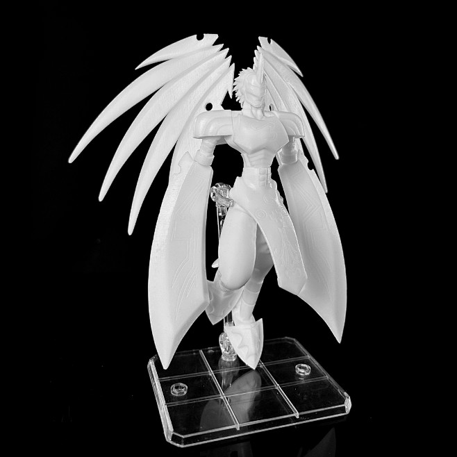 3D打印斩击天使兽数码宝贝白模型未上色树...