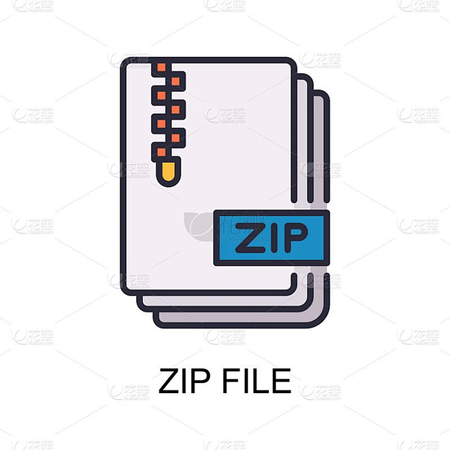 Zip文件矢量填充轮廓图标设计插图。Web和移动应用程序符号在白色背景EPS 10文件图片_白色背景图片素材-花瓣网