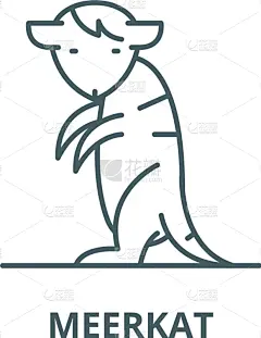 轮廓,直的,海岛猫鼬,概念,线图标,黑色,可爱的,性格,机敏,收集