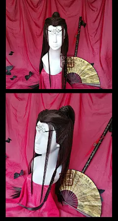 古风COS假发 混棕色美人尖 汉服COS古风造型假发 古装-淘宝网