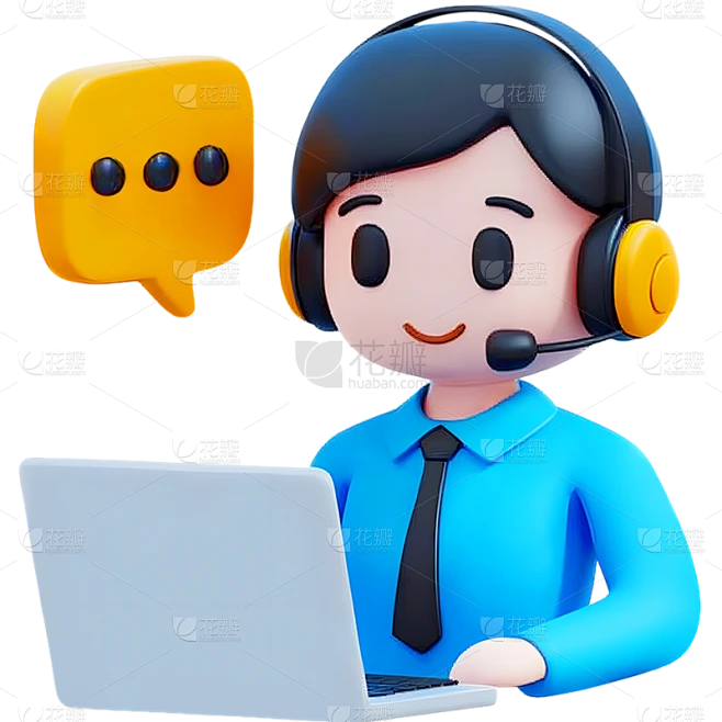图标系列3D人物客服素材-花瓣网