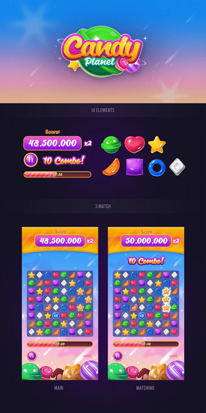 3 match 3match game casual game game interface game ui UI ui design ui ...