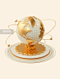 金融3D金融地球金币投资图片_潮国创意