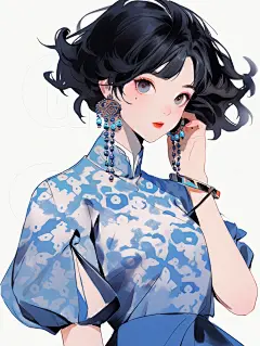 国风 蓝花旗袍人物肖像尝试【附咒语】 - 小红书