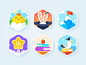 Ahievements animation seagull chicken mountain rabbit star illustration prize color theme level badge achievement design teach study education language app screen