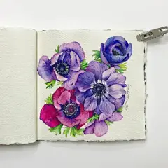 水彩--银莲花 - 高清图片，堆糖，美图壁纸兴趣社区