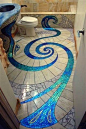 amazing mosaic tile bathroom floor!: 