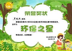 环保之星荣誉奖状  - 源文件下载【酷图网】幼儿奖状,卡通奖状,环保奖状,环保背景,环保海报