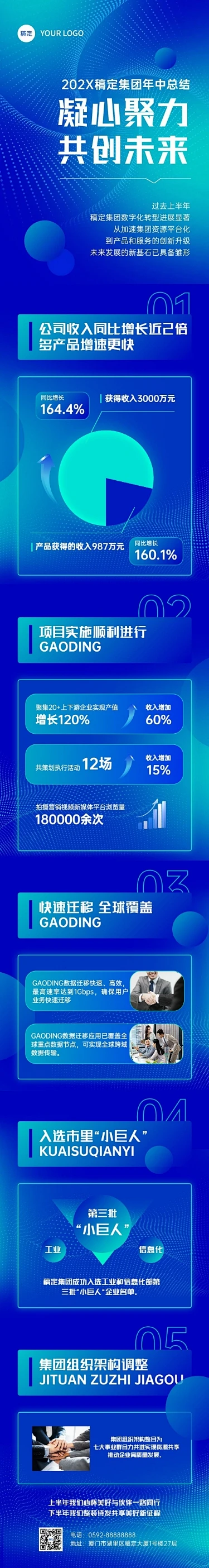 企业年中总结商务感微信公众号文章长图素材-花瓣网