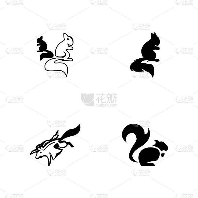 松鼠图标和符号矢量插图