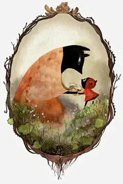 手绘小红帽高清素材 动物 小红帽 手绘 插画 狼 镜子 元素 免抠png 设计图片 免费下载 页面网页 平面电商 创意素材