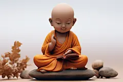 禅意茶宠小和尚模型图片