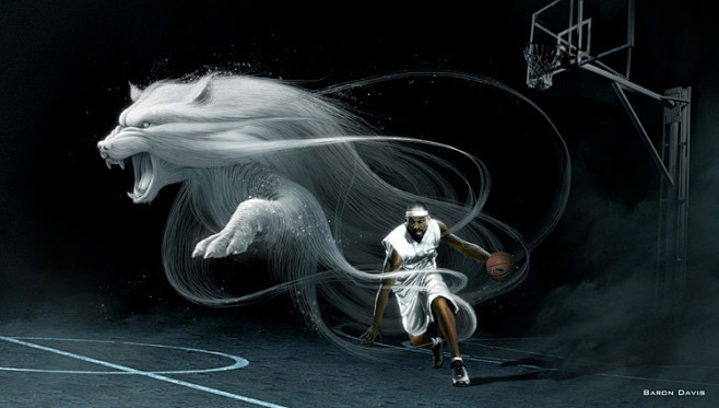 狼篮球球星的广告设计