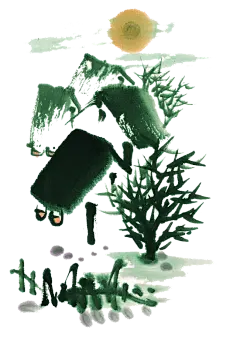 江南山水水墨徽派建筑房屋PNG素材