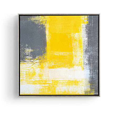 黄与灰 现代简约抽象装饰画油画客厅餐厅挂...