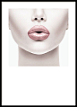 Fashion posters and prints. Poster with a photo of a woman with pink lips. Photo art.: