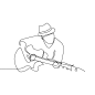 Person Sing A Song With Acoustic Jazz Guitar Continuous One Line Art Drawing Vector Illustration Minimalist Design, Person Drawing, Sing Drawing, Guitar Drawing PNG and Vector with Transparent Background for Free Download