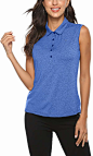 AIRIKE Golf Polo Shirts for Women Sleeveless Summer Sports Athletic Fashionable Workwear-Quick Dry Womens Tank Tops