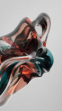 点击来源直接获取大图文件 |白色背景上的抽象 3D 玻璃反射