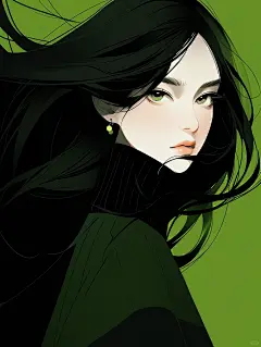 极简美学｜女生插画头像｜绿色系④
