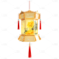 复古金色元宵节花灯元素