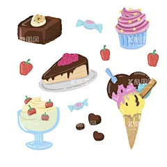 蛋糕  - 源文件下载【酷图网】蛋糕,甜品,美食,食物,卡通手绘,烘培,西式甜点,下午茶