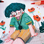 Trying out markers + pencil colors : mix of marker illustrations