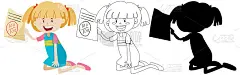 女孩有伟大的考试分数与它的轮廓和轮廓