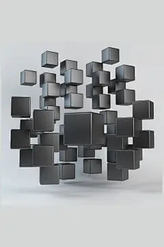 地心引力互吸灰色几何立体图片