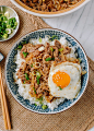 Gyudon with Egg Over Rice