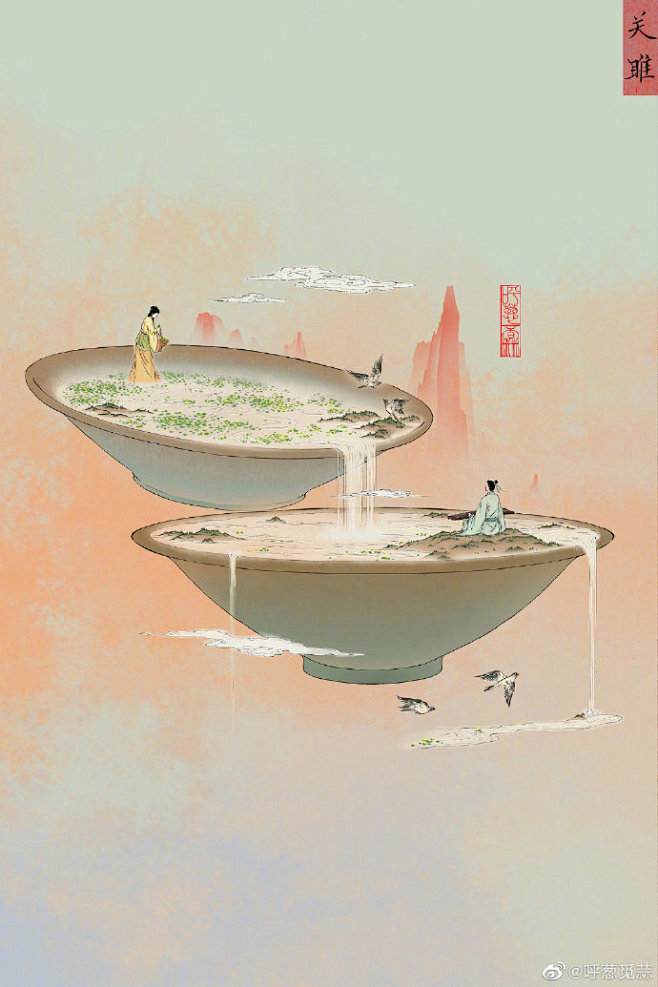 当《诗经》遇上古风插画，也太美了吧！画师...