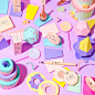 Candyland 产品静物摄影和用于 Candy Brow Bar 美容产品的定格动画。 Marianne Taylor 的产品摄影和造型。