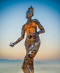 I don't know if this enormous statue got enough attention, but she certainly did for me. She glowed from the inside and outside. I made a small pilgrimage there every day; this time I came with my camera. #Burningman #Burningman2017 #blackrockcity