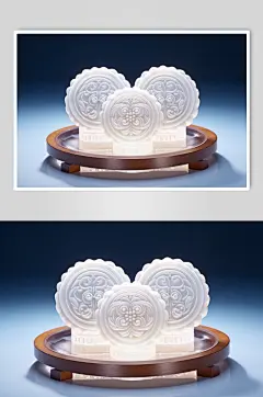 AI数字29D立体玻璃中秋节月饼玉兔模型