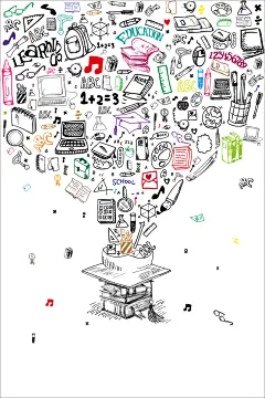 毕业季海报背景矢量图平面广告_新图网 https://ixintu.com 卡通 忧伤 手绘 文具生活用品 毕业海报 海报素材 童趣 背景素材 矢量图