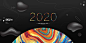 黑金大气2020年会签到处年终会年度盛典展板PSD设计素材模板