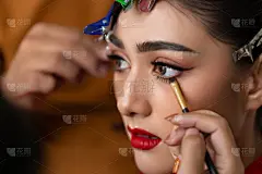 化妆刷,时装模特,人的眼睛,人的脸部,完美,彩妆,眼线笔,做,化妆