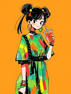 AI-丨平面插画丨极简卡通丨好多奶茶女孩丨 - 小红书