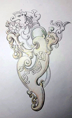 玉雕参考-花瓣网|陪你做生活的设计师 | 山水画白描