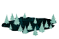 Whale crossing the pine forest