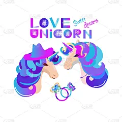 独角兽是闭着眼睛的。钻石和水晶。柔和的色调紫外线