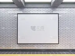 大海报在地铁站3d 插图招牌, 空间, 车站, 地铁, 模板, 三, 地下
