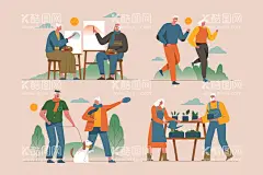 老年生活   - 源文件下载【酷图网】老年生活,晚年生活,老年人,长辈,爷爷奶奶,外公外婆,卡通人物,上年纪,祖父母,外祖父母