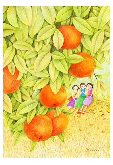 原创作品孔雀绿彩铅插画