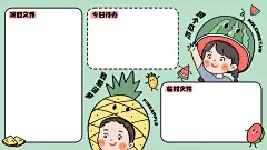 手绘夏季清爽水果电脑桌面分区壁纸