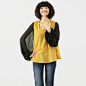 原创设计 黄色纯羊毛拼雪纺上衣  MIAOMIAO 新款 2013