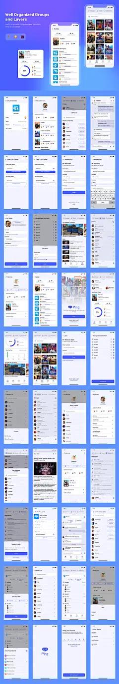 #APP模板#
游戏聊天门户新闻资讯排名等app ui源文件sketch xd fig模板