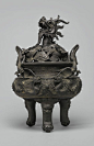 BRONZE 'DRAGON' TRIPOD CENSER AND COVER QING DYNASTY, 19TH CENTURY